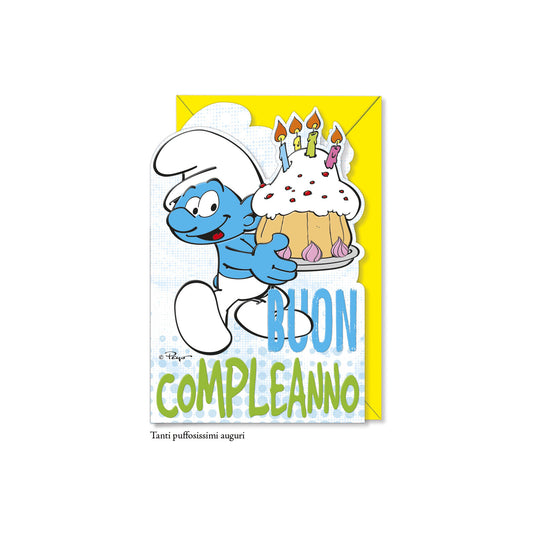 Biglietto d'auguri Puffi sagomato