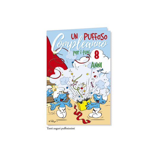 Biglietto d'auguri Puffi con rotella