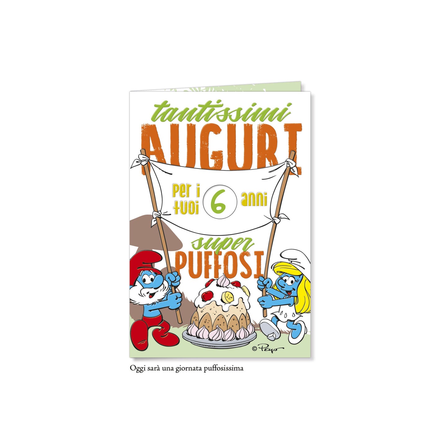 Biglietto d'auguri Puffi con rotella