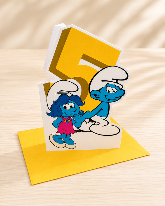 Biglietto d'auguri Puffi - 5 anni