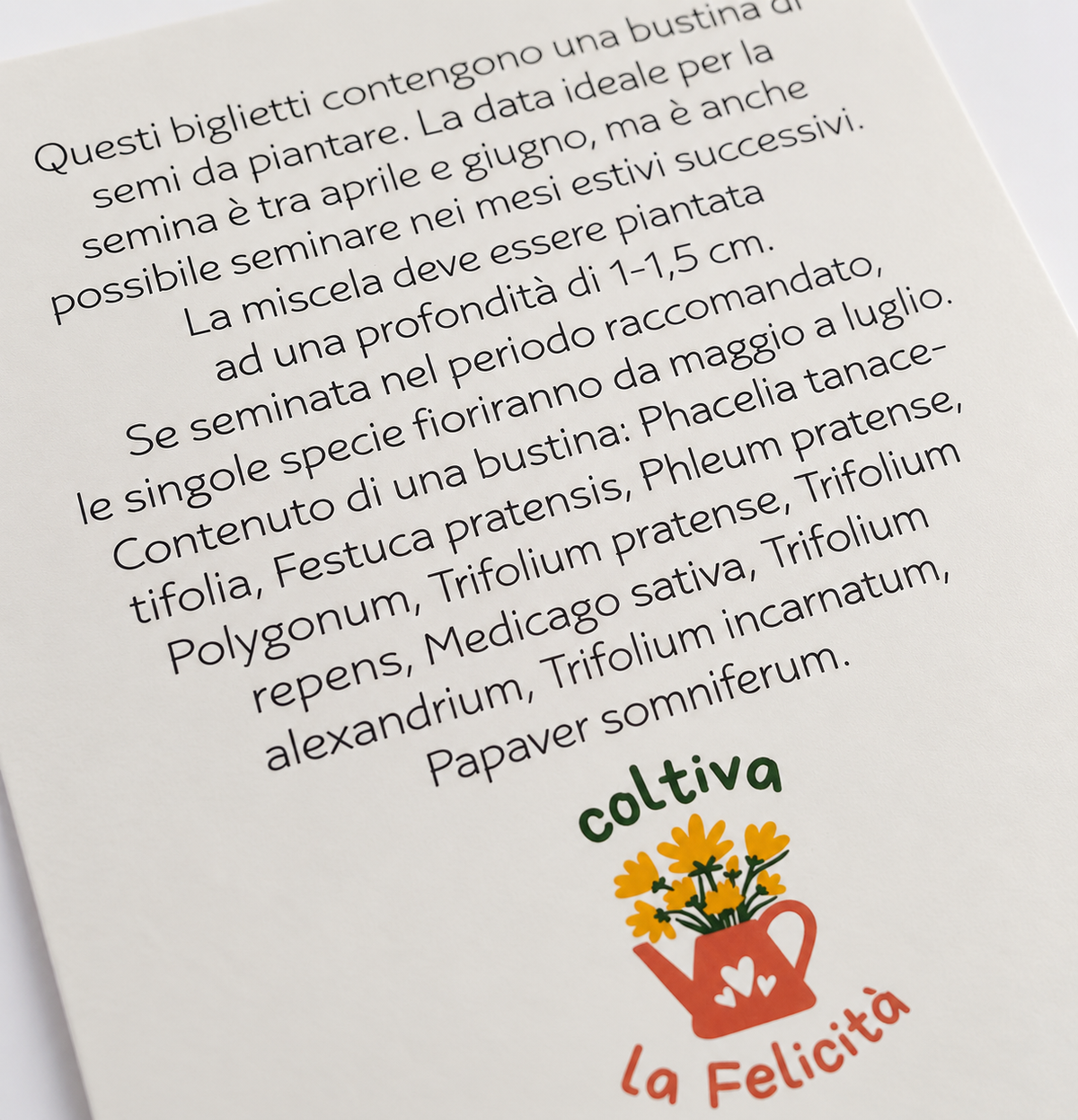 Biglietto Coltiva la felicità
