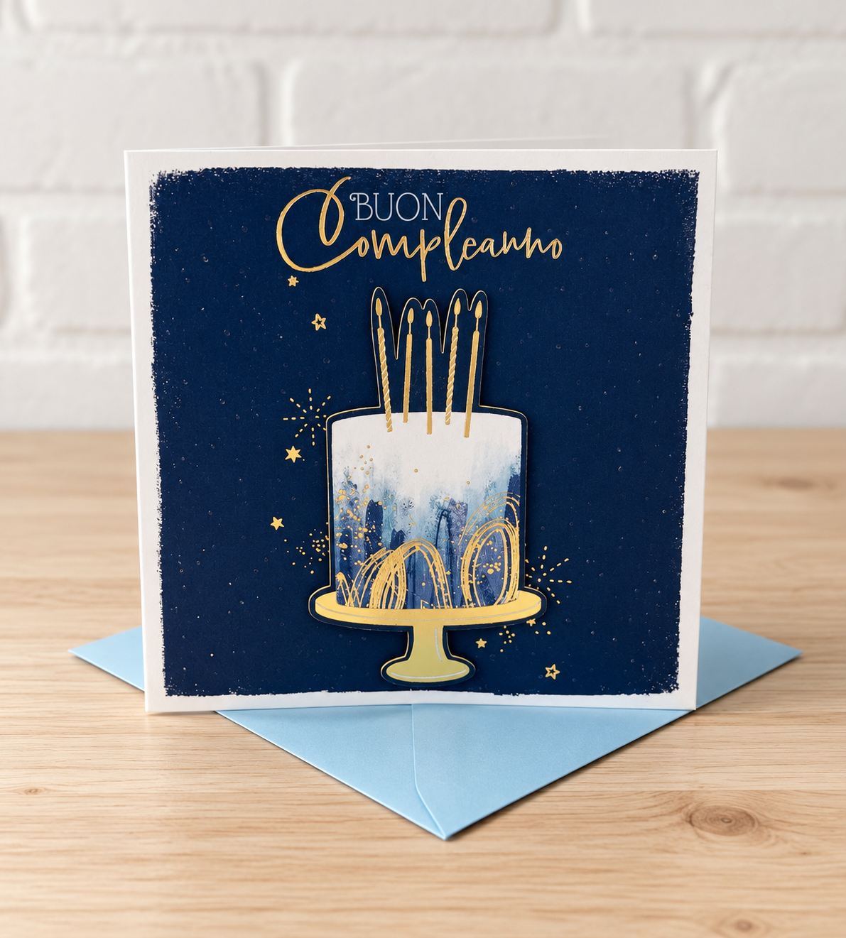 Biglietto Buon Compleanno blu