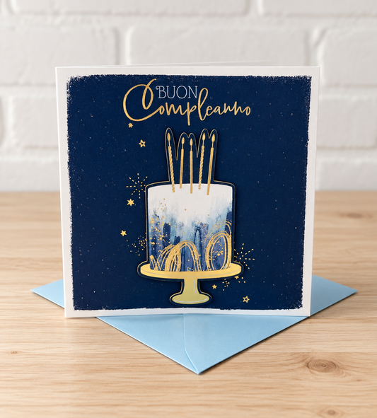Biglietto Buon Compleanno blu