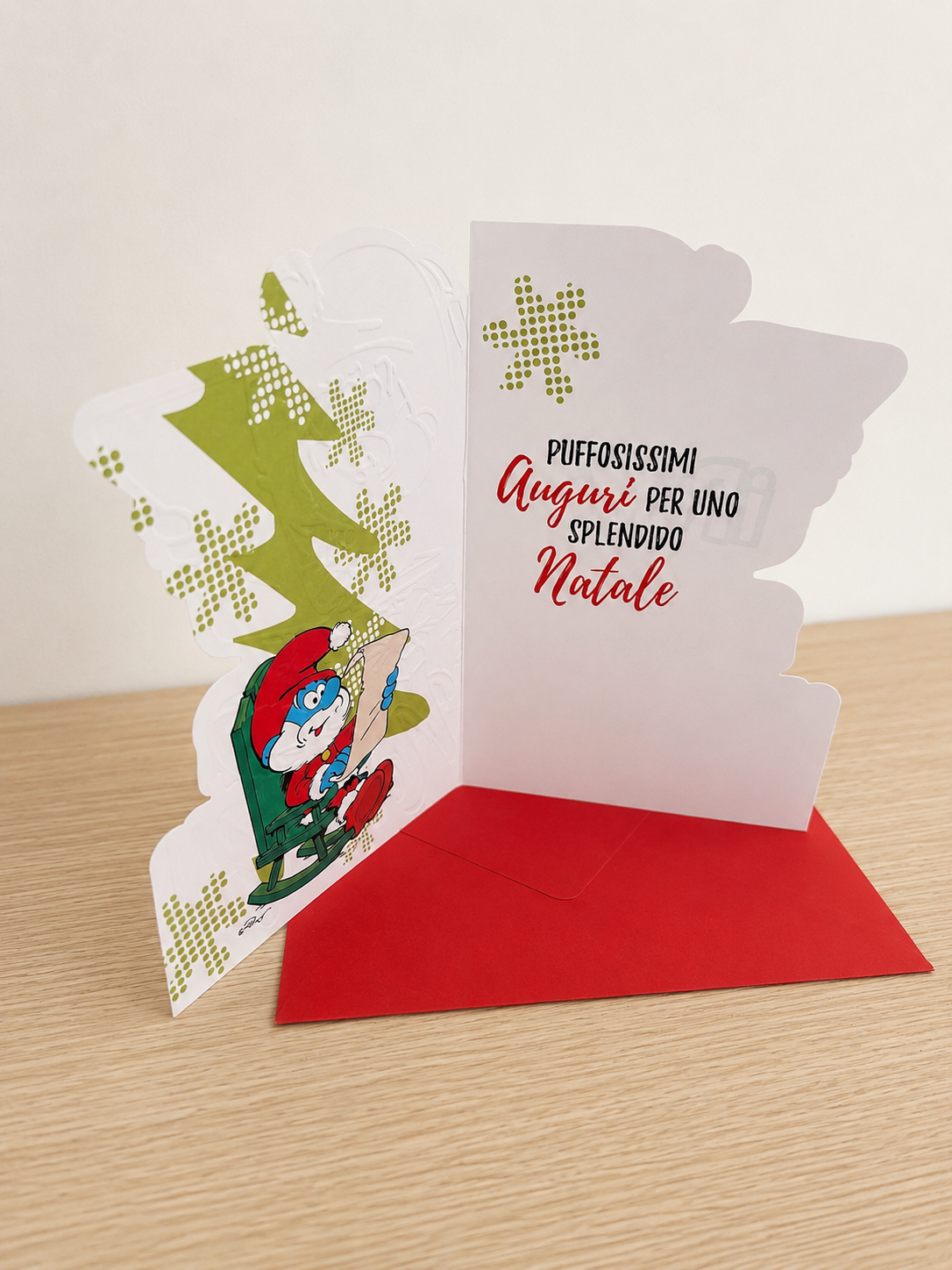 Biglietto d'auguri Puffi sagomato Natale