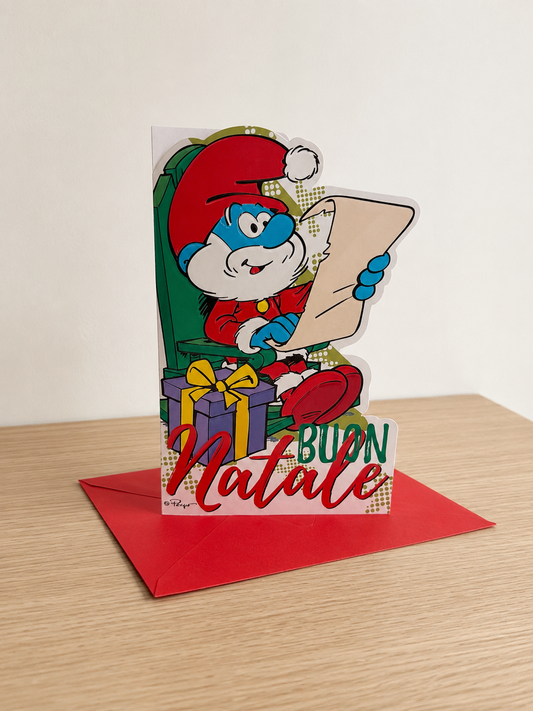 Biglietto d'auguri Puffi sagomato Natale