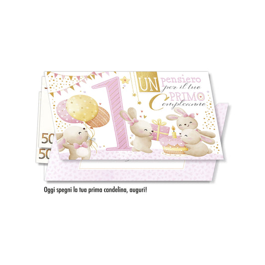 Biglietto d'auguri Compleanno 1 compleanno porta-soldi