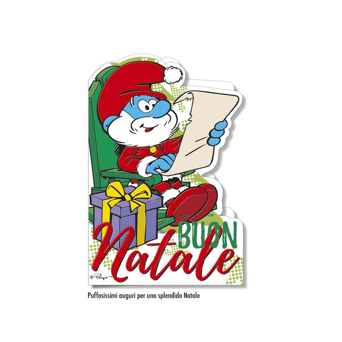 Biglietto d'auguri Puffi sagomato Natale