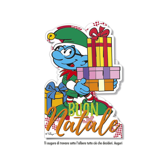 Biglietto d'auguri Puffi sagomato Natale