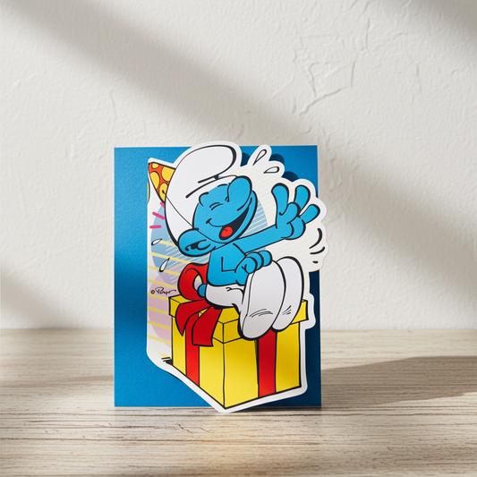 Biglietto d'auguri Puffi sagomato - Puffo Burlone