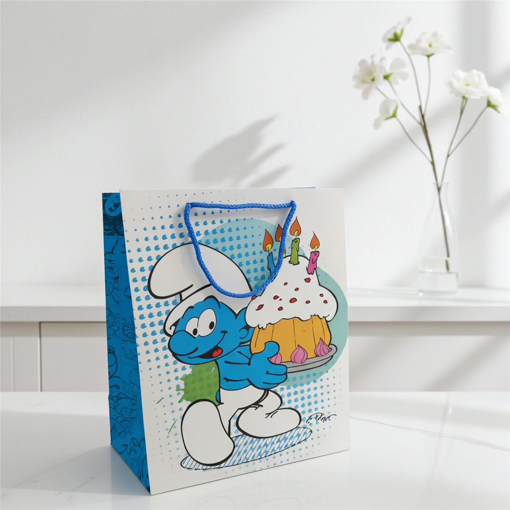Shopper di carta Puffi large